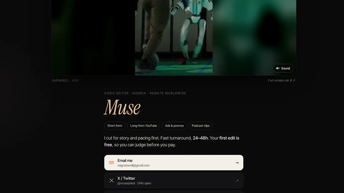 Screenshot of this portfolio’s homepage